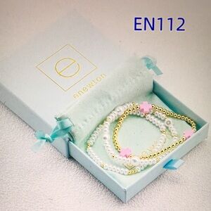 Newton Gold and Pink Beaded Bracelet Set